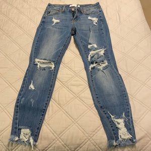 Kancan ankle length distressed jeans